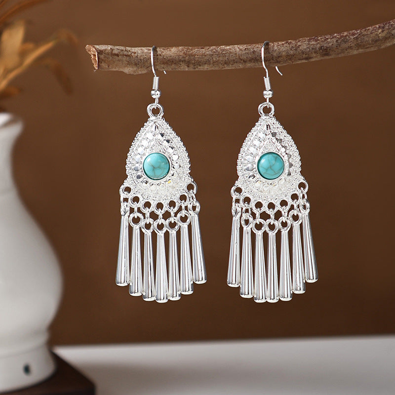 Women's Ethnic Style Imitation Miao Sier Colorful Earrings