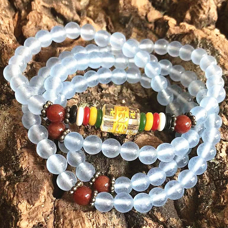 Women's & Men's Beads Four Circles Six Words Mantra Multi Gift Five Bracelet