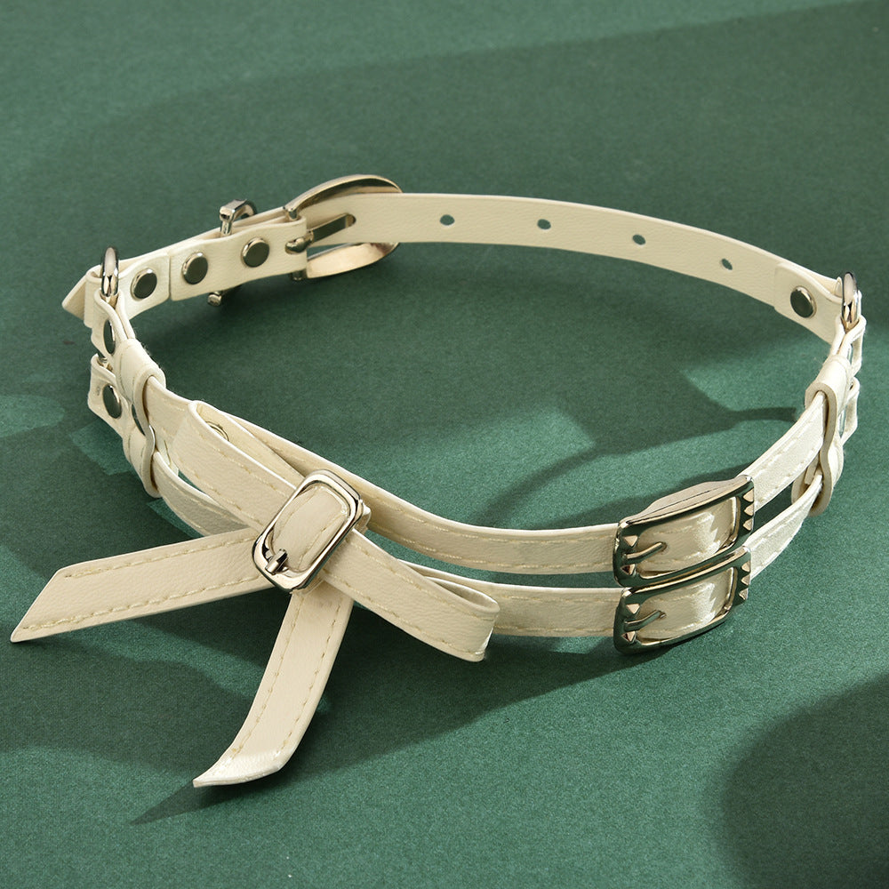 Women's High-grade Fashion Bow Personalized Adjustable Leather Neck Collar