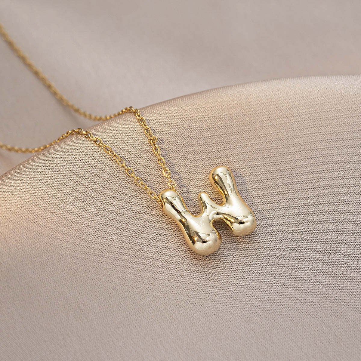 Female Glossy Balloon Bubble Cute Chubby English Letters Temperament Clavicle Necklace