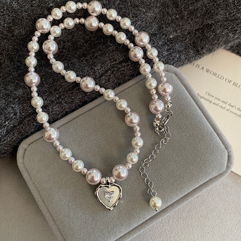 Women's Rose Square Diamond Pearl Light Luxury Necklaces