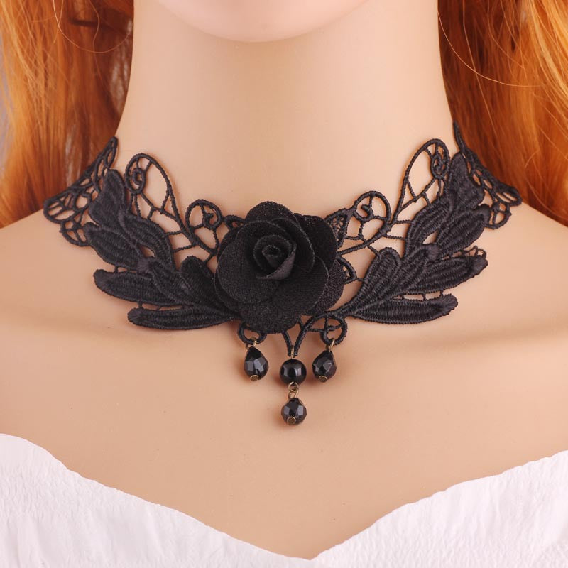 Women's Lace Sexy Clavicle Chain Black Exaggerated Neck Band Formal Collar