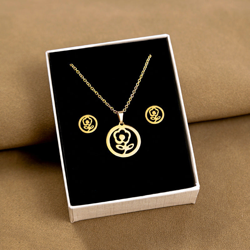 Stainless Steel Design Fashion Suit Metal Style Geometric Heart Necklaces