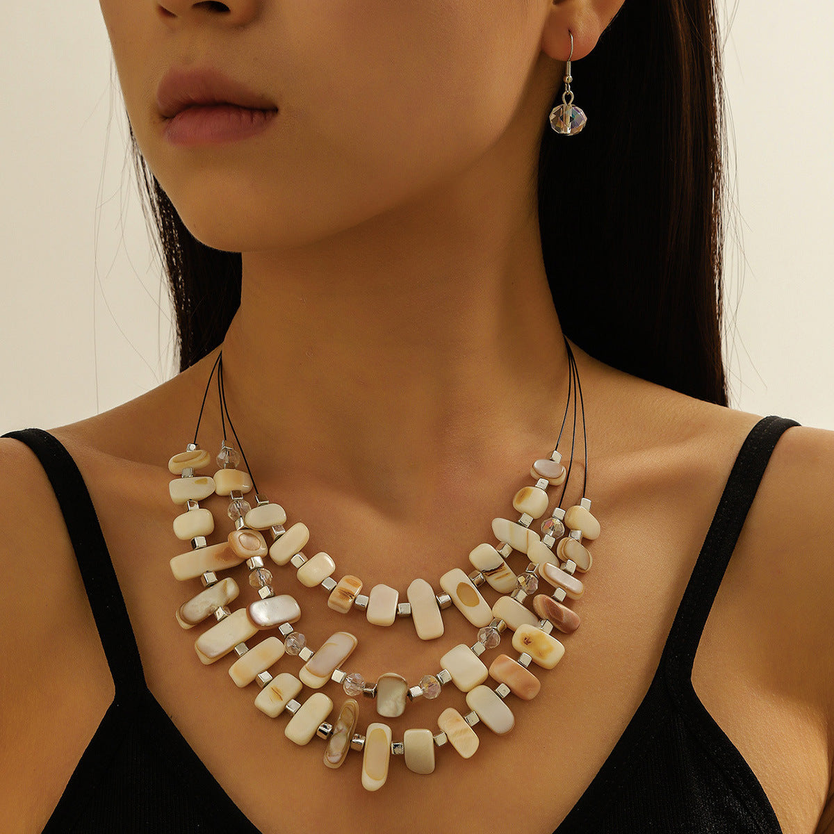Women's Fashion Style Korean Love Pink Beaded Simple Graceful Jewelry Set