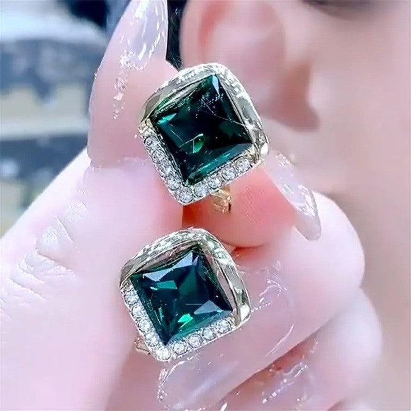 Diamond Square Light Luxury Versatile Exquisite Earrings