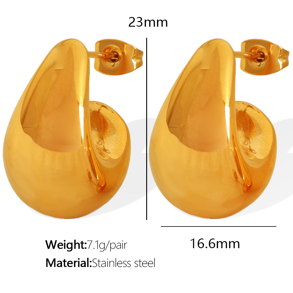 Crescent Hollow Simple Glossy Titanium Ear Earrings