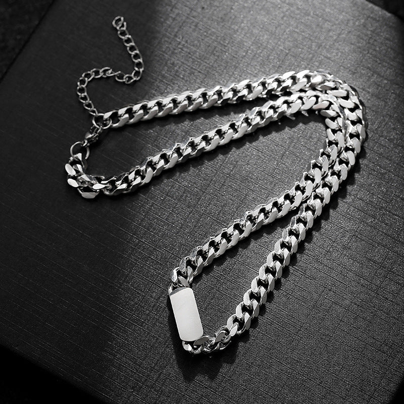 Women's & Men's Simple Personality Cuban Fashionable Design Clavicle Chain Necklace