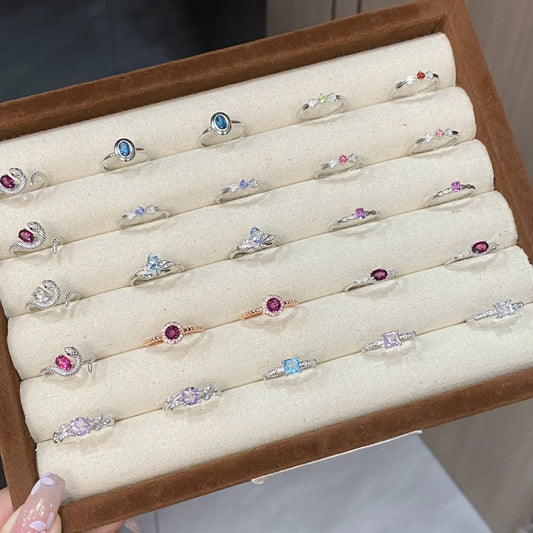 Sier Natural Colored Gems Zircon Female Rings