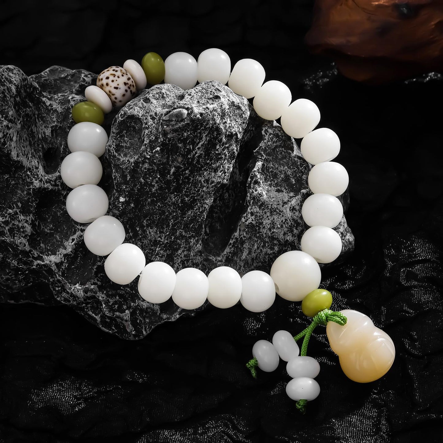 Bodhi White Jade Lotus Buddha Beads Rosary Seed Scenic Spot Bracelet