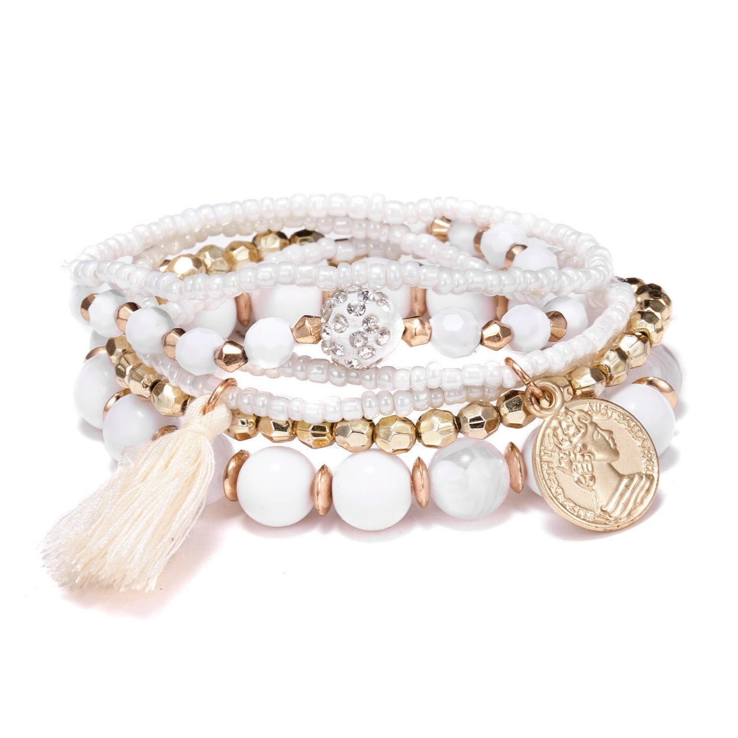Beaded Style Pack Beauty Head Coin Bracelet