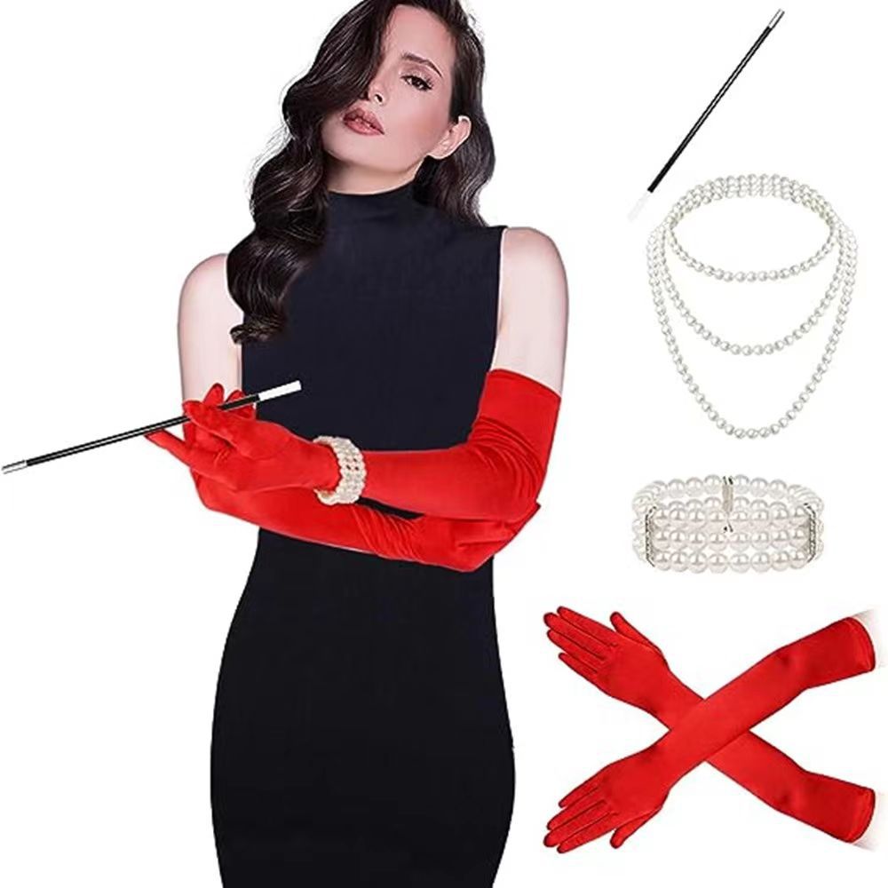 Red Feather Hair Band Masquerade Single Jewelry Set