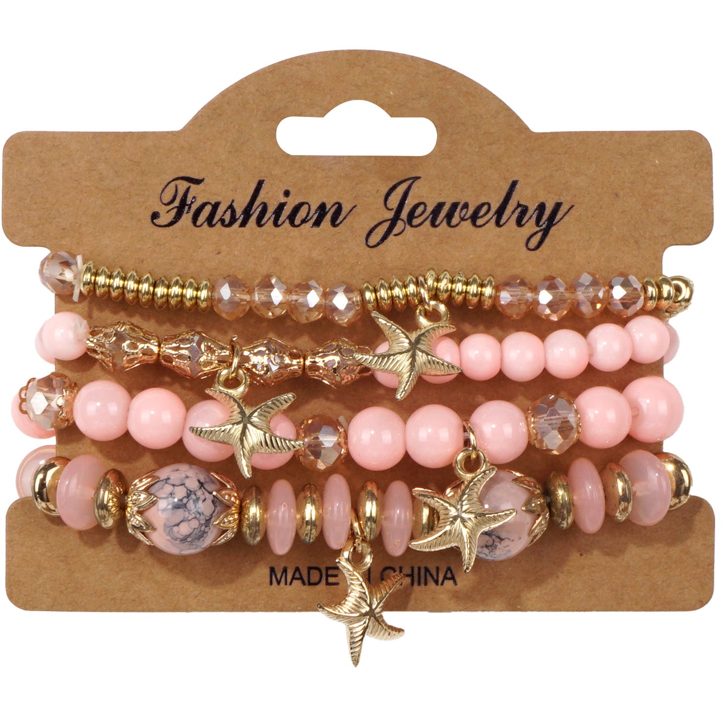 Bohemian Starfish Artificial Crystal String Beads Bracelet