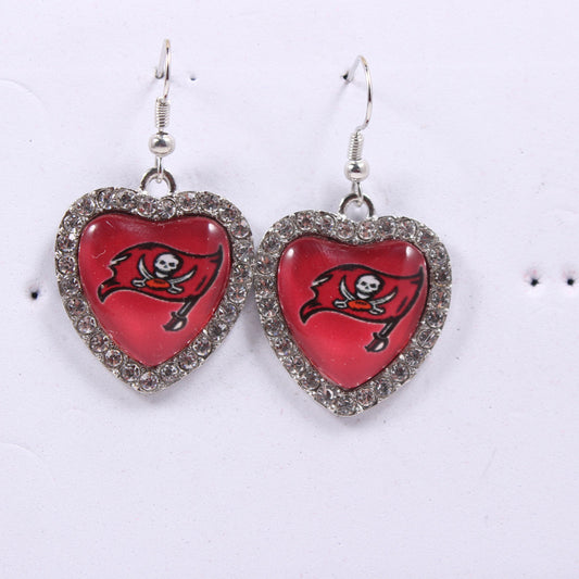 Peach Heart Spot Drill Sports Team Series Earrings