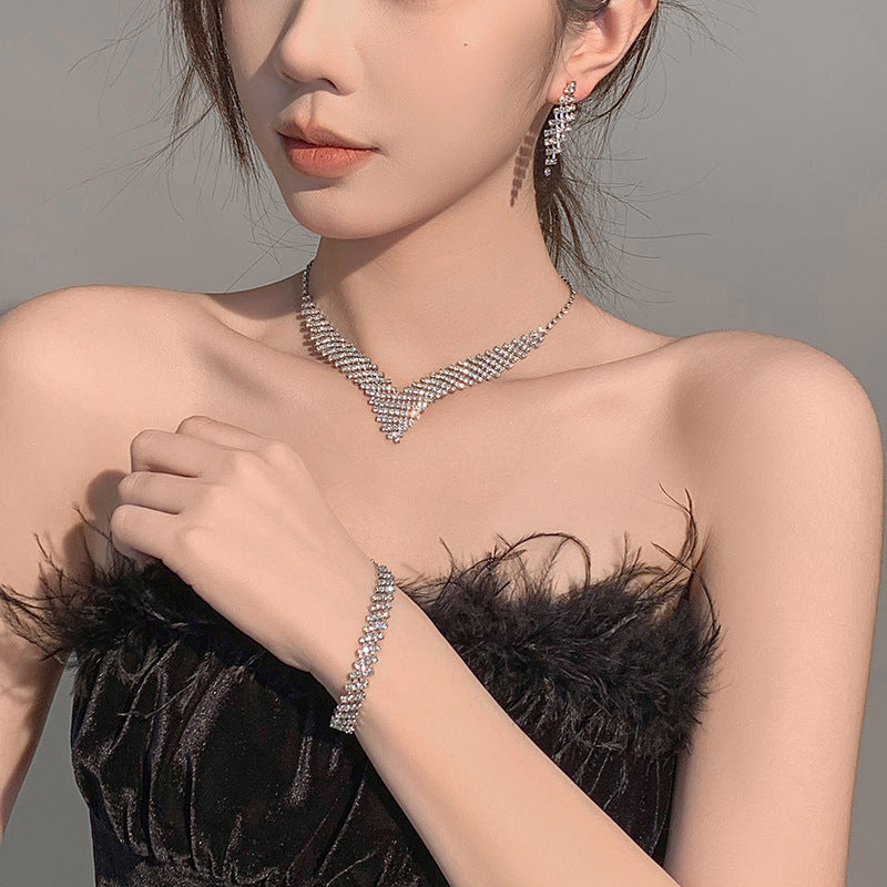 Rhinestone Suite Fashion Bridal Chain Wedding Dress Necklace