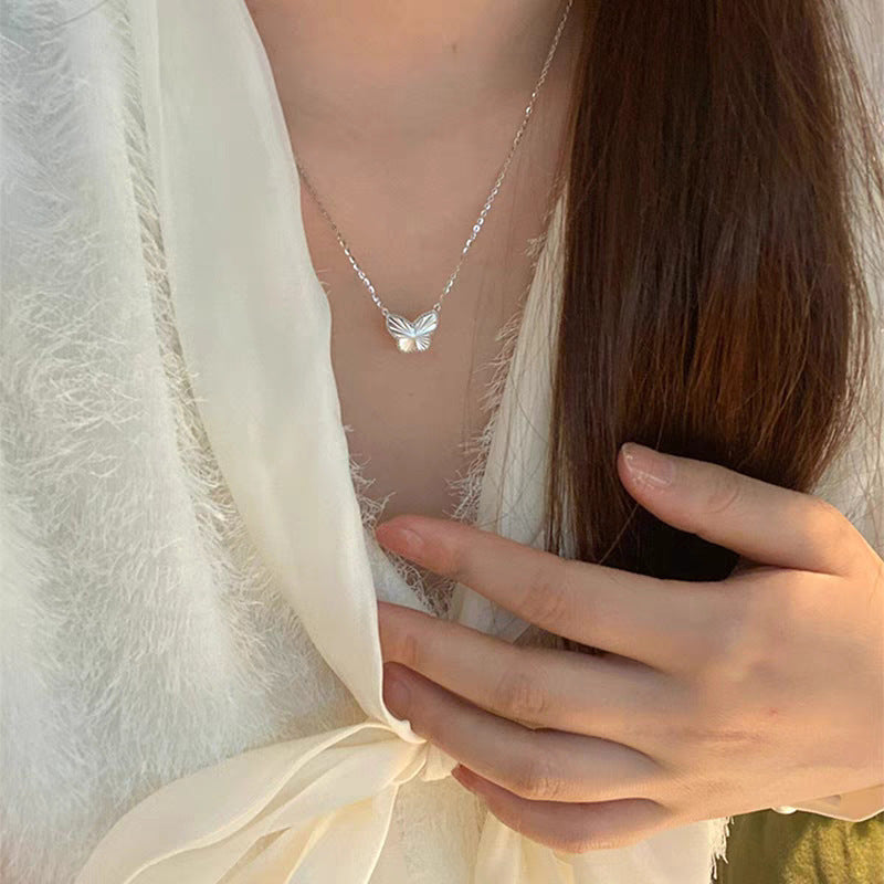 Sier Safety Lock Chinese Style White Necklace