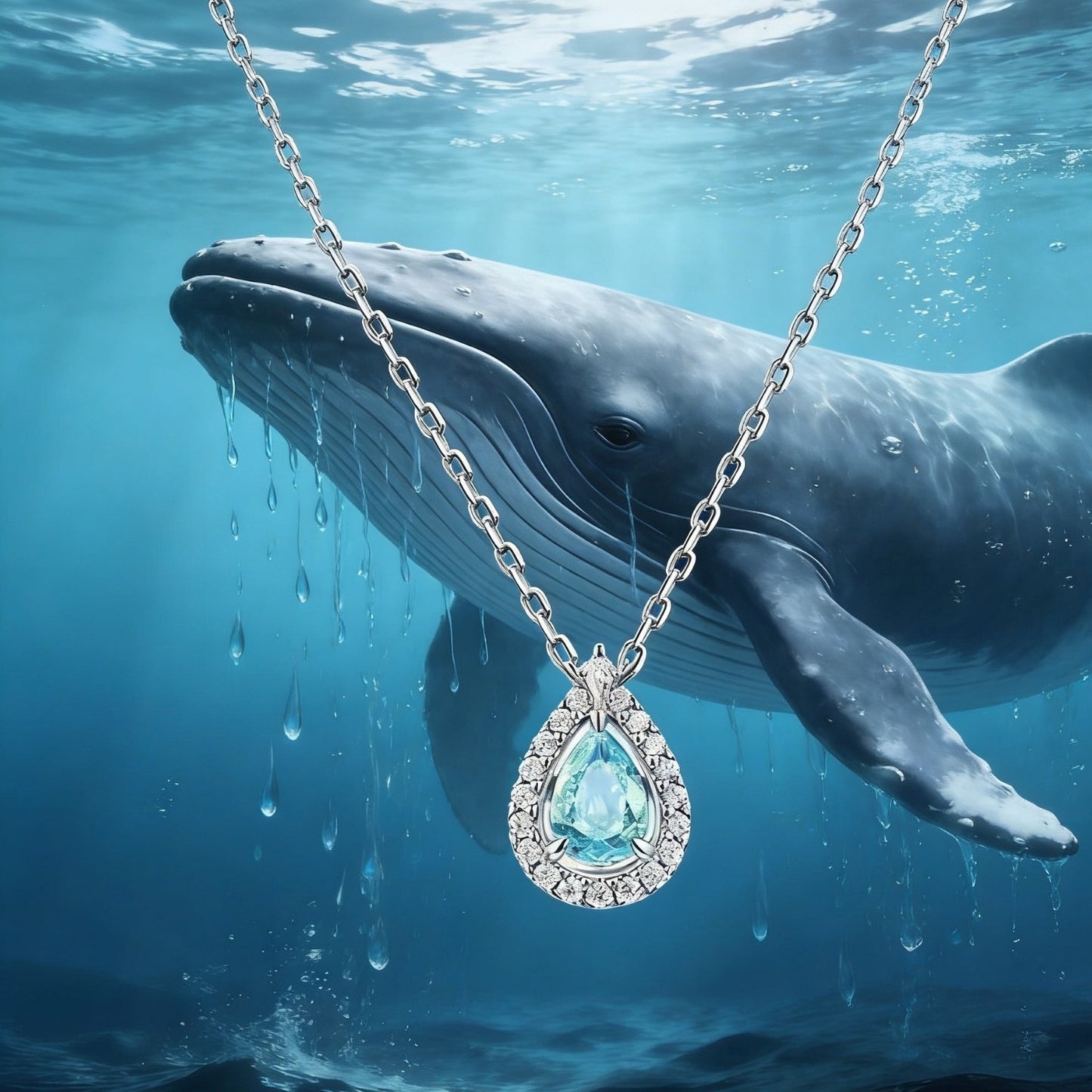 Women's High Quality Vacuum Sier Plated Color Retention Blue Crystal Water Jewelry Set