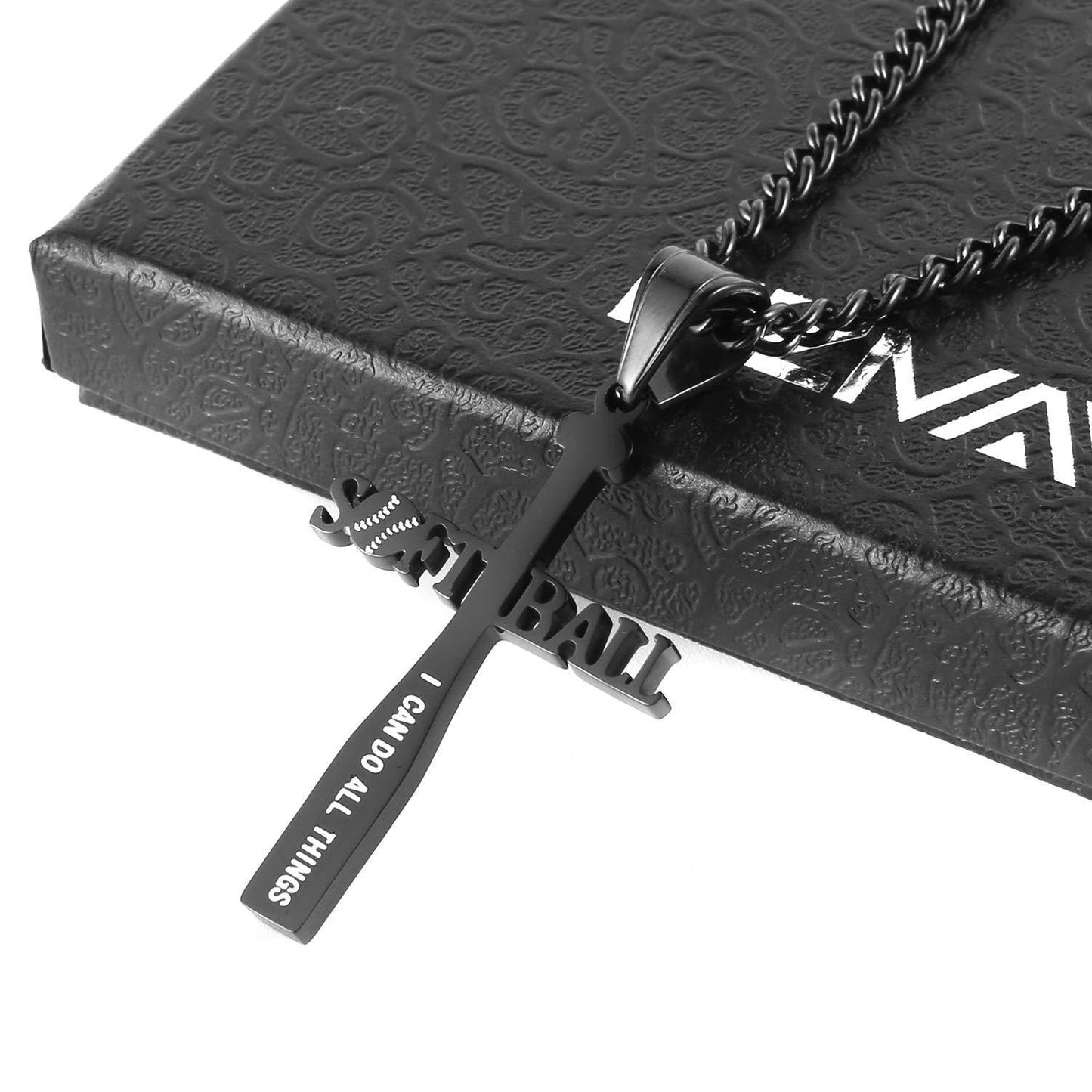 New Baseball Cross Curb Stainless Steel Necklace
