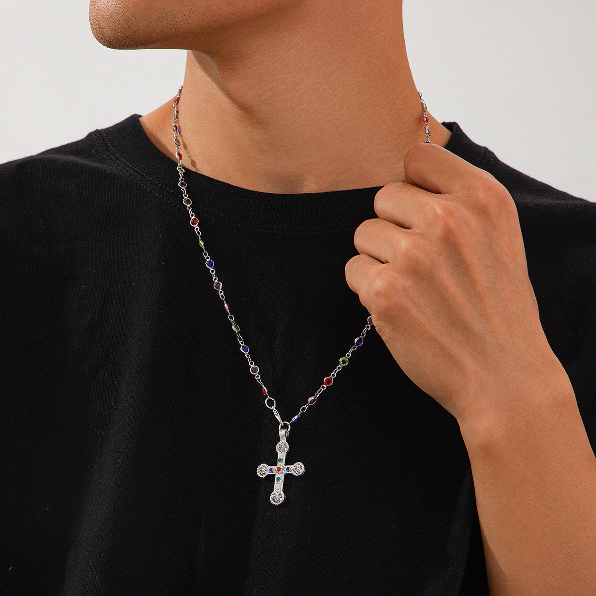 Men's Fashion Personality Diamond Cross Hip Hop Necklaces