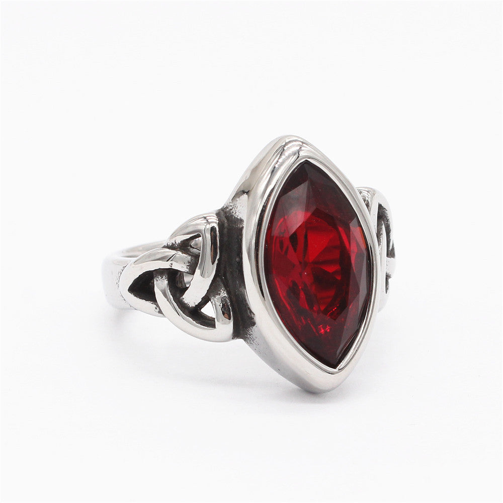 Nordic Viking Celtic Gemstone Titanium Steel Rings