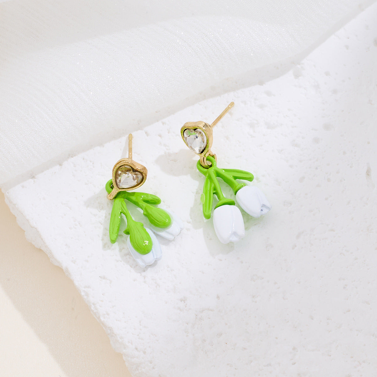 Flower Tulip High-grade Light Luxury Korean Pastoral Stud Earrings
