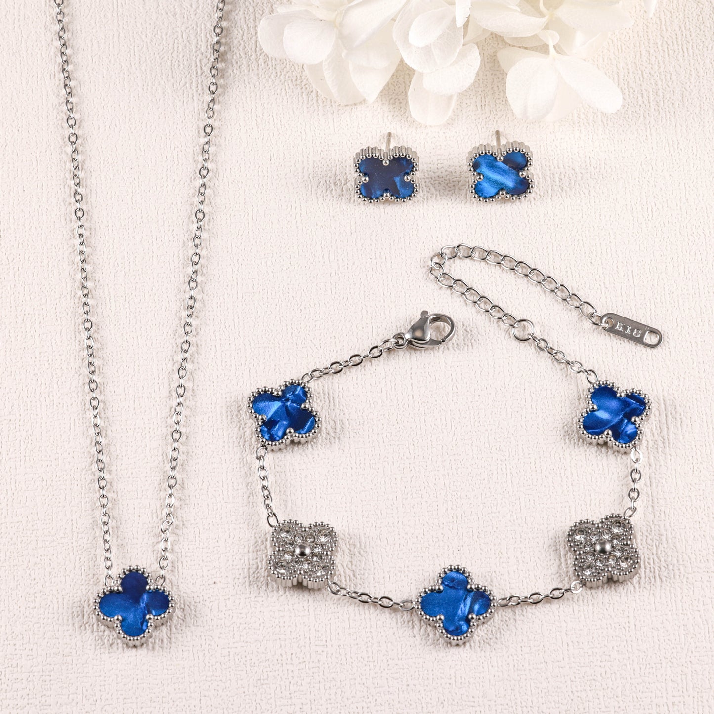 Clover Three-piece Ear Gold Plated Zircon Bracelets