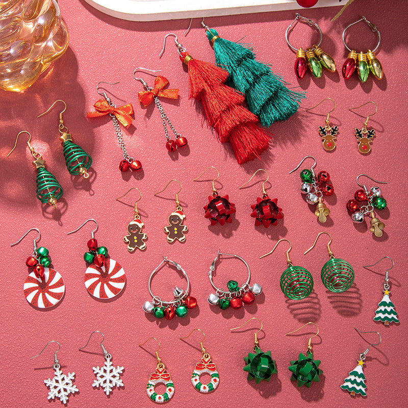 Christmas Colorful Bulb Bell Tree Ornament Earrings