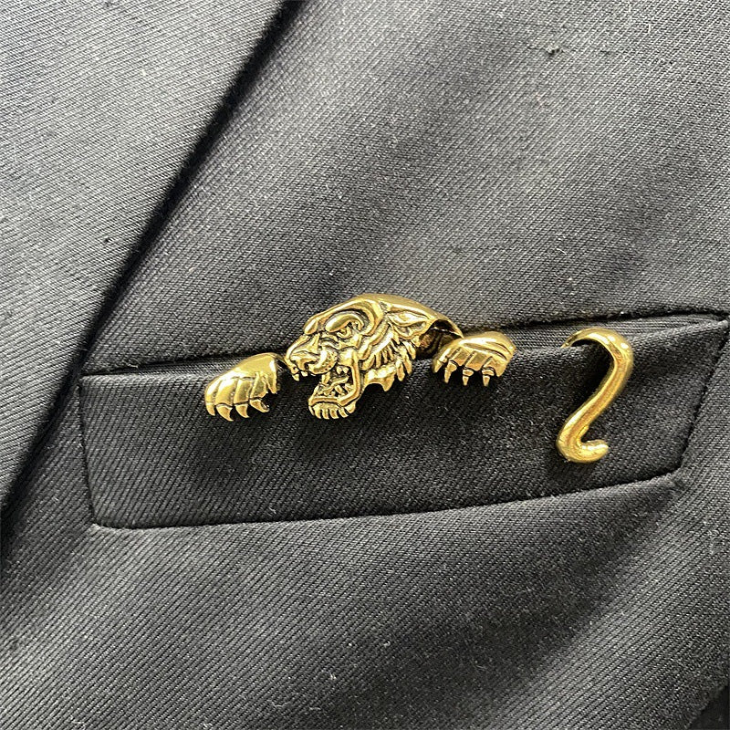 Men's Metal Square Retro Octopus Crocodile Punk Brooch Brooches