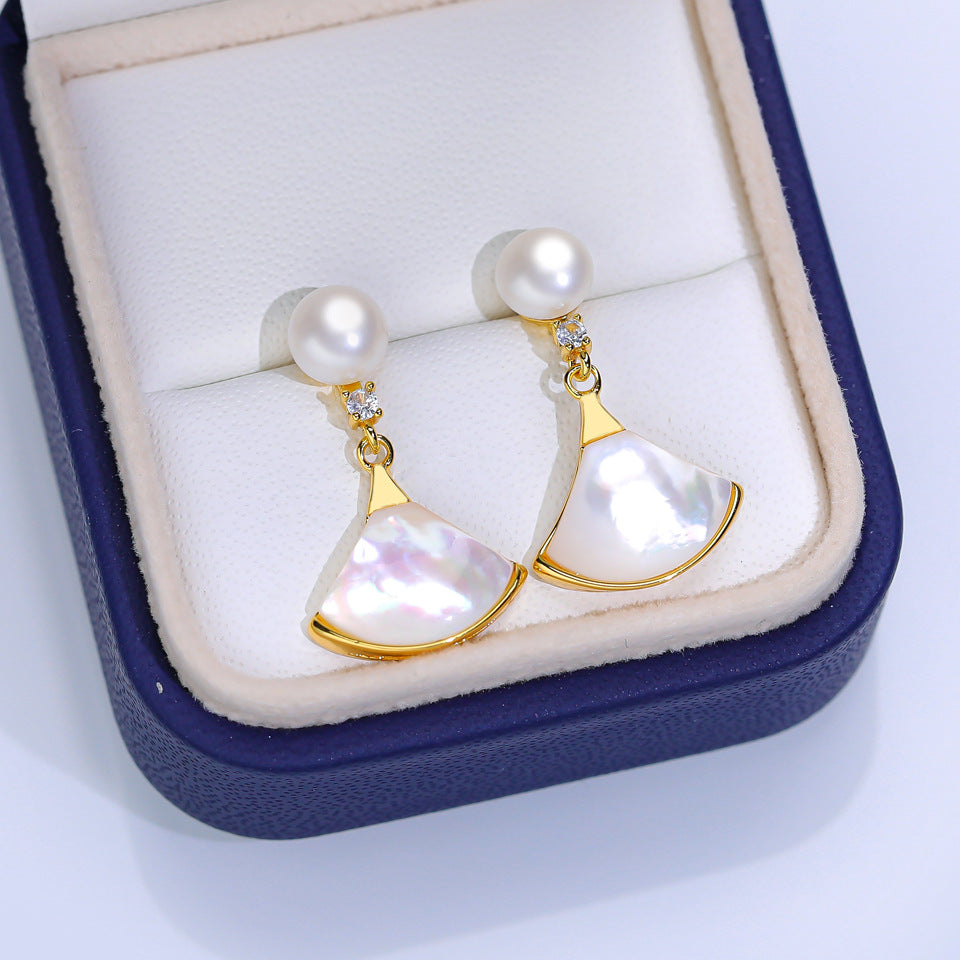Freshwater Pearl Ear Sier Needle Light Luxury High-grade Fritillary Earrings
