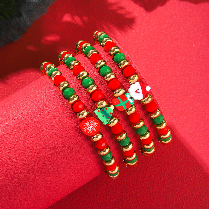 Clay Crystal Stacked Band Suit Santa Bracelets