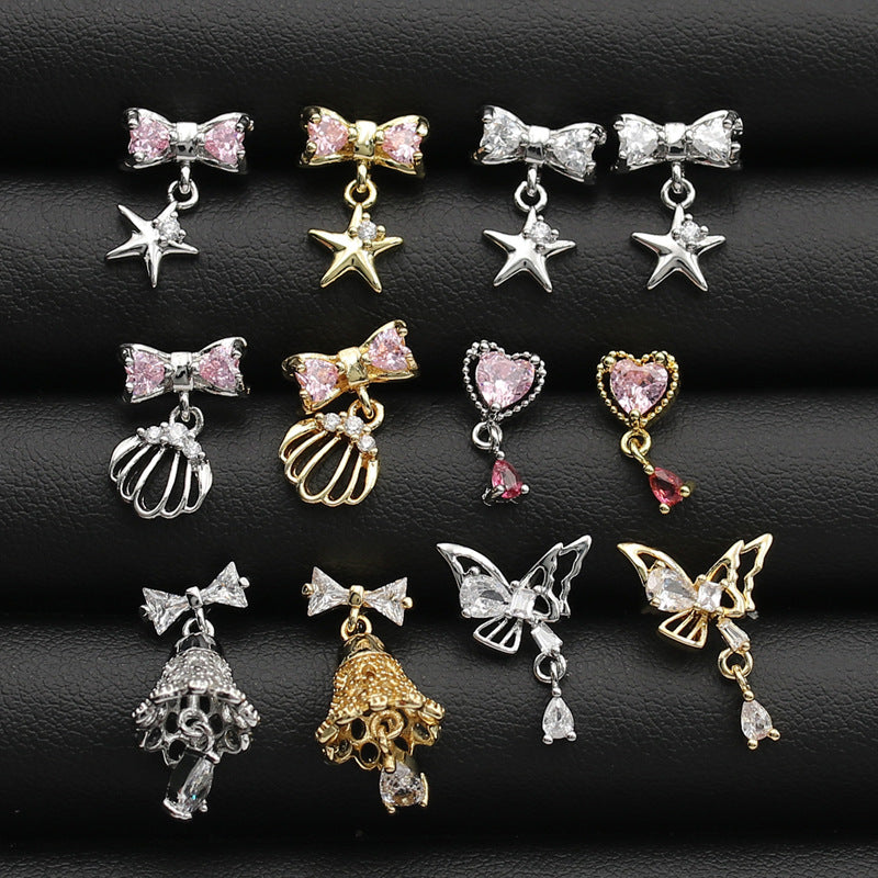 Women's Bone Wind Chimes Titanium Steel Flat Bowknot Earrings