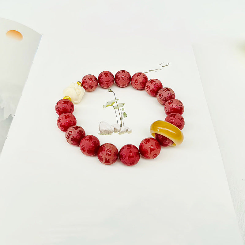 Carved Six Words Mantra Gradient Frosted Eye Bracelet