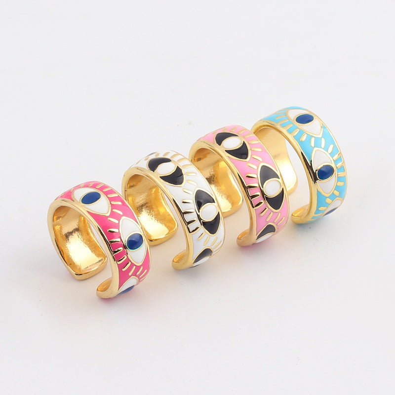 Female Devil's Eye Gold Plated Drop Rings