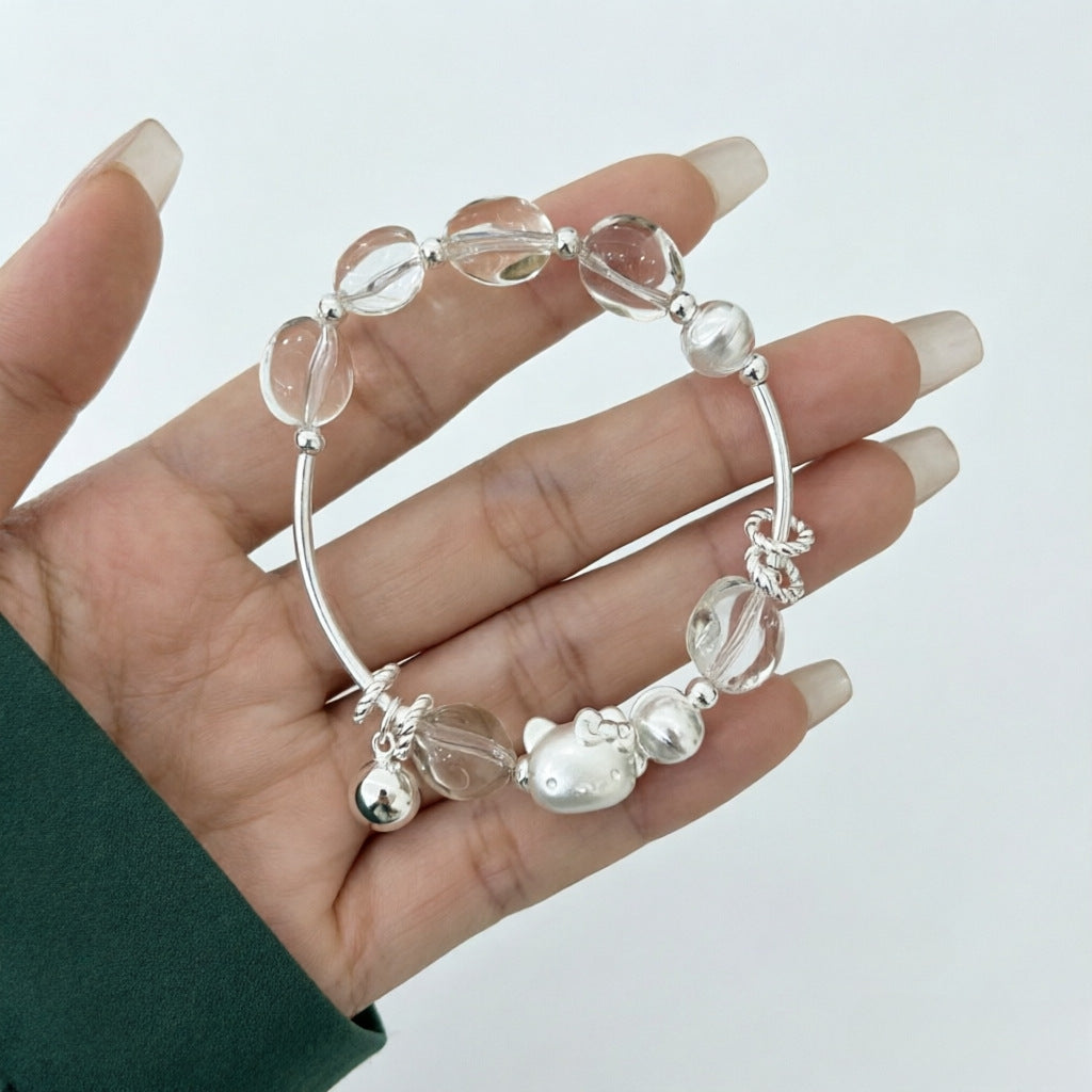 Clear Irregular White Crystal Beaded Fashionable Fresh Cute Cartoon Bracelet