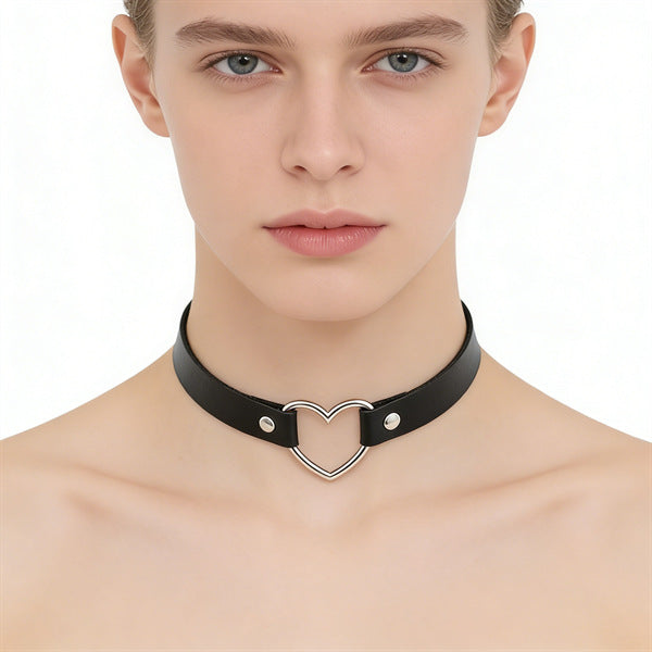 Leather Female Black Spike Punk Gothic Collar