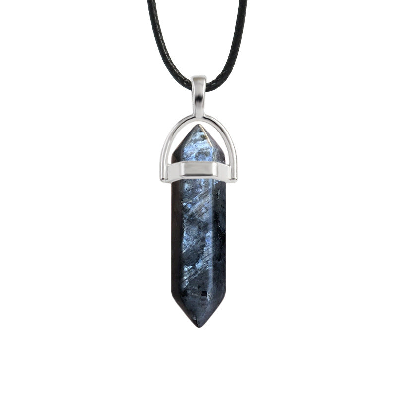 Natural Stone Hexagon Prism Fashion Crystal Necklaces
