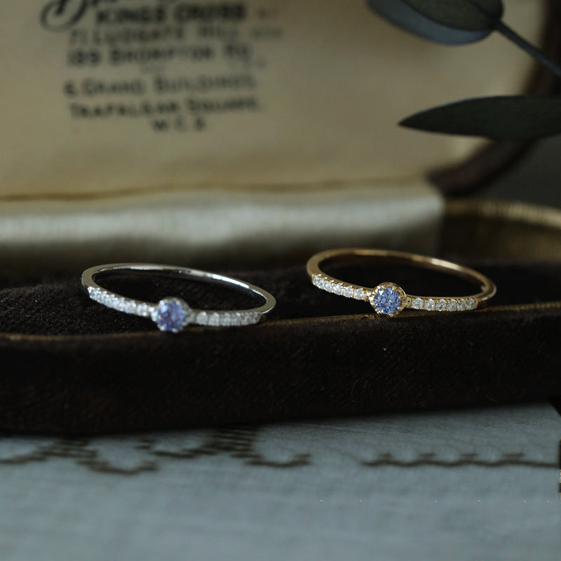 Phantom Blue Row Diamond Female Affordable Luxury Fashion Niche Rings