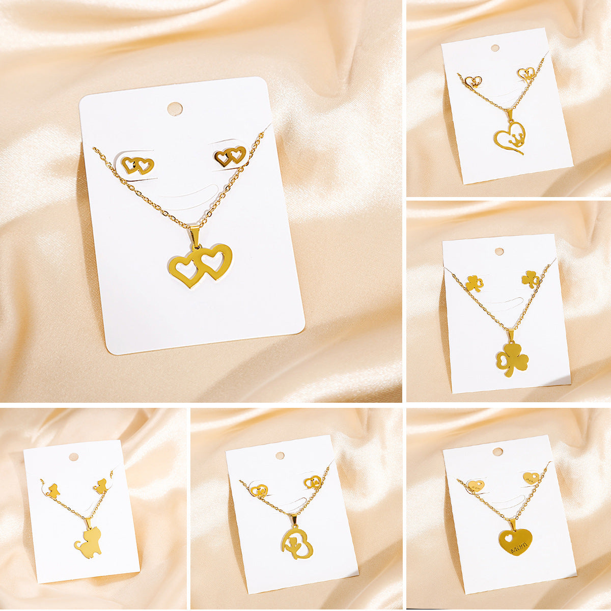 Stainless Steel Design Fashion Suit Metal Style Geometric Heart Necklaces
