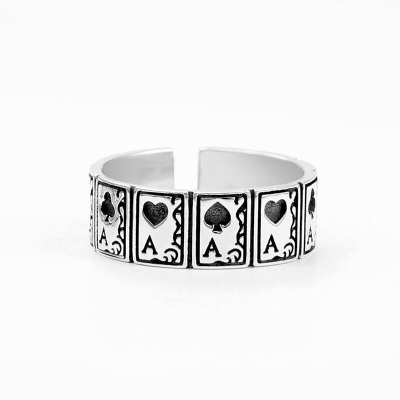 Women's & Men's Retro Poker Neutral Open Flush Gambler Ring