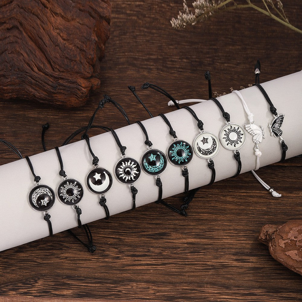 Lovers Time Stone Woven Hand Strap Couple Bracelets