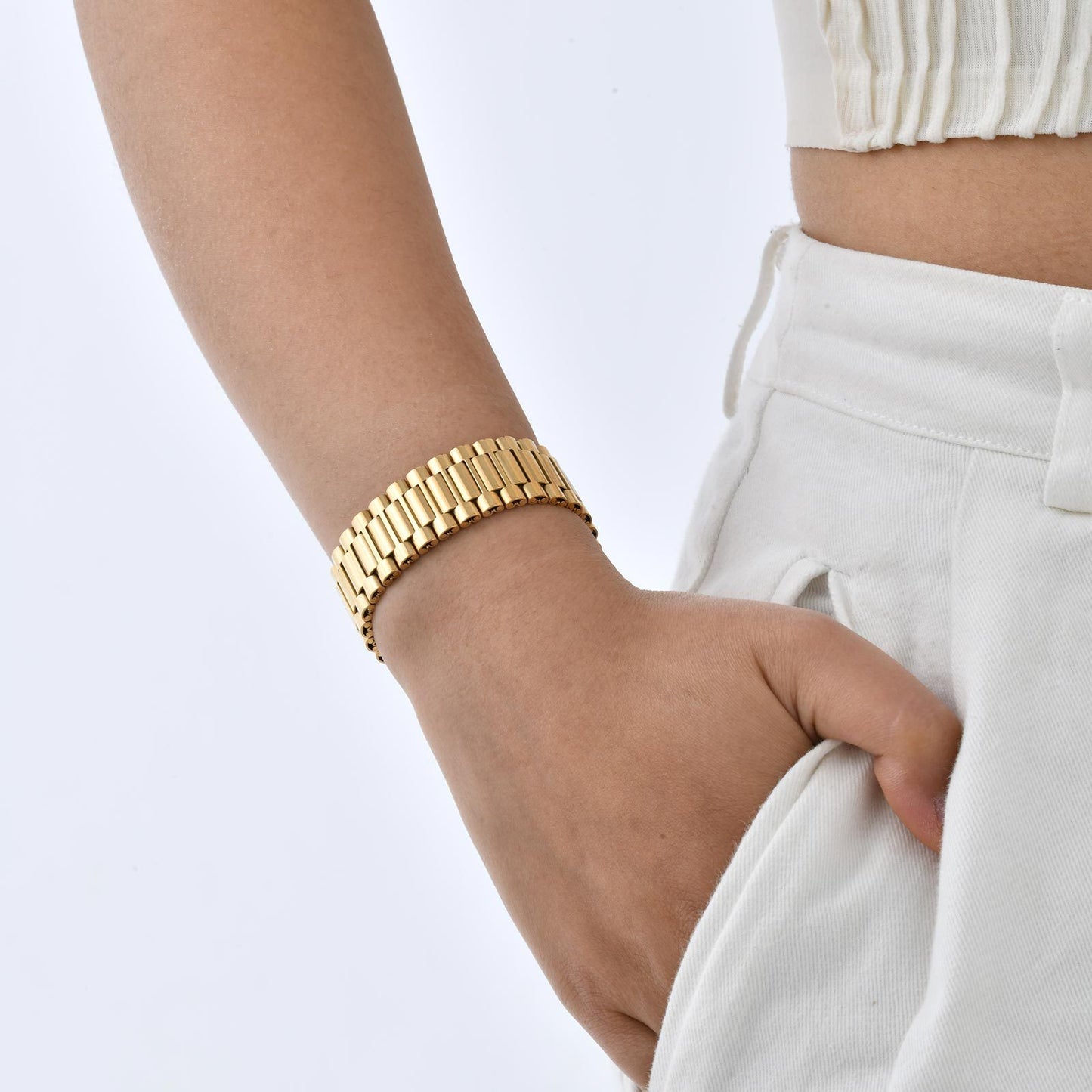 Attractive Innovative Stainless Steel Strap Couple Bracelets