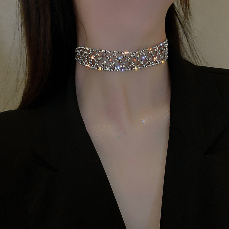 Women's Sexy Rhinestones Clavicle Chain Neck Short Collar