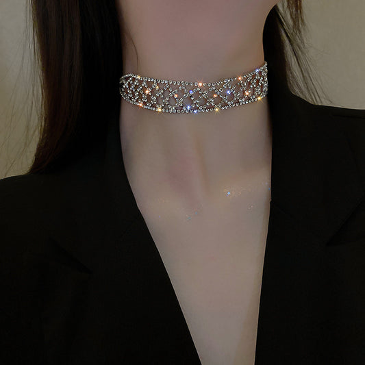 Women's Sexy Rhinestones Clavicle Chain Neck Short Collar