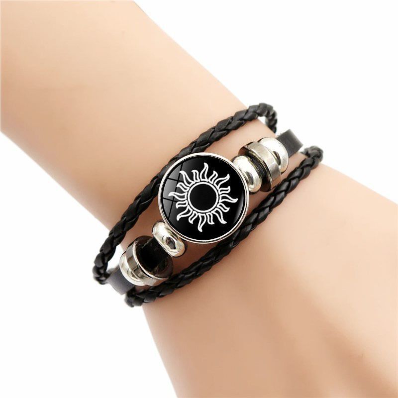 Women's & Men's Sun Moon Lovers Couple Leather Woven Bracelets