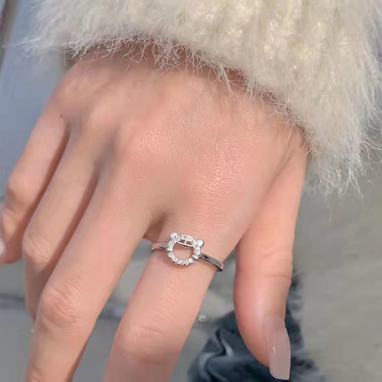 Little Tiger Female Design Simple Life Sier Full Diamond Rings