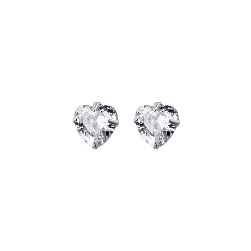 Women's Lodge Sier For Simple Heart-shaped White Earrings