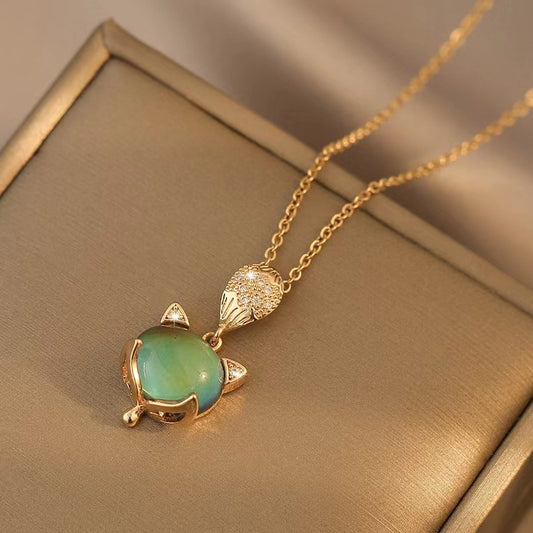 Little Fox Stone Female Clavicle Chain Light Luxury Minority Design Necklaces