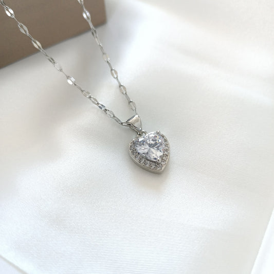Women's Style Heart Shape With Diamond Titanium Necklaces