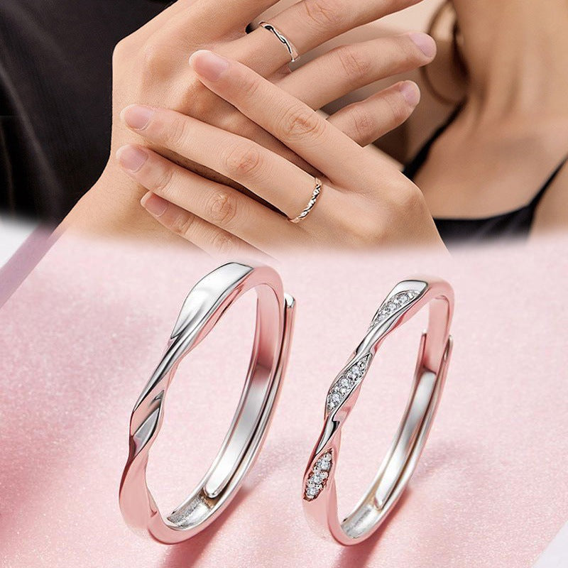 Women's & Men's Mobius Strip Couple Fashion Copper Inlaid Zircon Rings