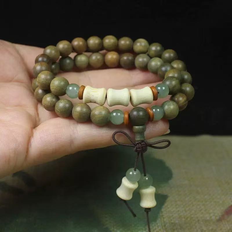 Chinese Natural Green Sandalwood Rosary Beads Argentina Wooden Bracelet