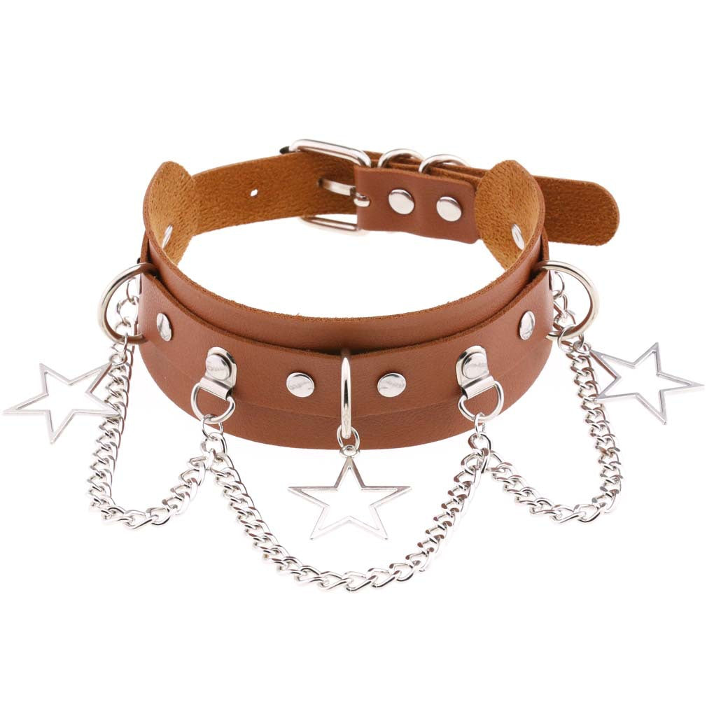 Street Shooting Nightclub Five-pointed Star Chain Clavicle Neck Bandana Collar